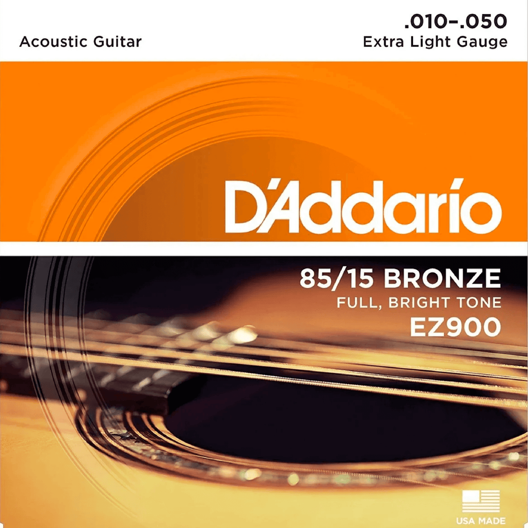 D'Addario Extra Light EZ900 (10-50) - Cuerdas Guitarra Acústica | Calibre 0.9 Las cuerdas D’Addario 85/15 Bronze EZ cuentan con una aleación de cobre y zinc especialmente formulada que brinda el tono vintage brillante de 80/20 con las cualidades de vida p