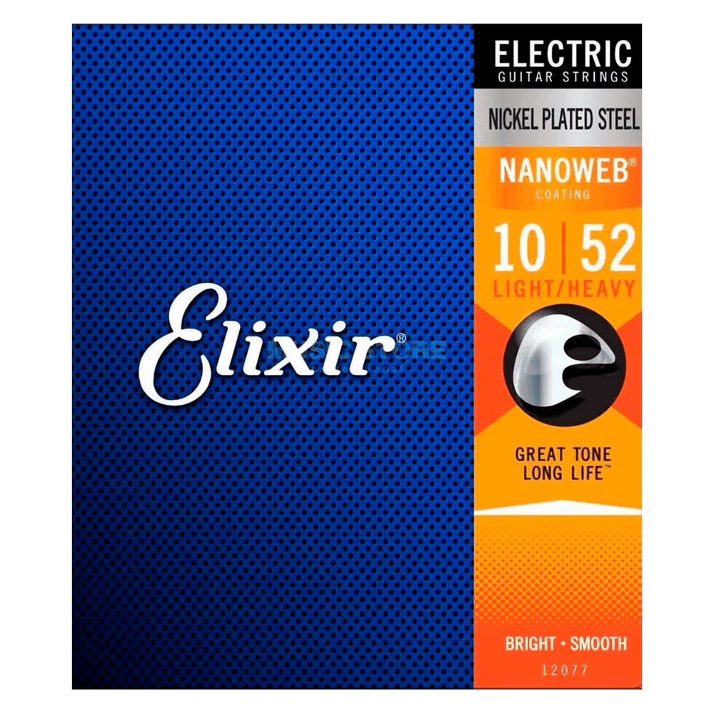 Elixir Nickel Plated Steel Nanoweb Light/Heavy (10-52) - Cuerdas de Guitarra Eléctrica | Las cuerdas eléctricas de acero niquelado Elixir® con recubrimiento NANOWEB® brindan la presencia, el golpe y la personalidad de las cuerdas de guitarra eléctrica tra