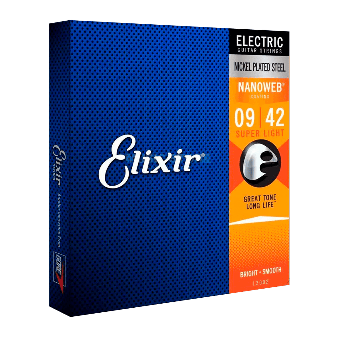Elixir Nickel Plated Steel Nanoweb Super Light (09-42) - Cuerdas de Guitarra eléctrica | Las cuerdas eléctricas de acero niquelado Elixir® con recubrimiento NANOWEB® brindan la presencia, el golpe y la personalidad de las cuerdas de guitarra eléctrica tra
