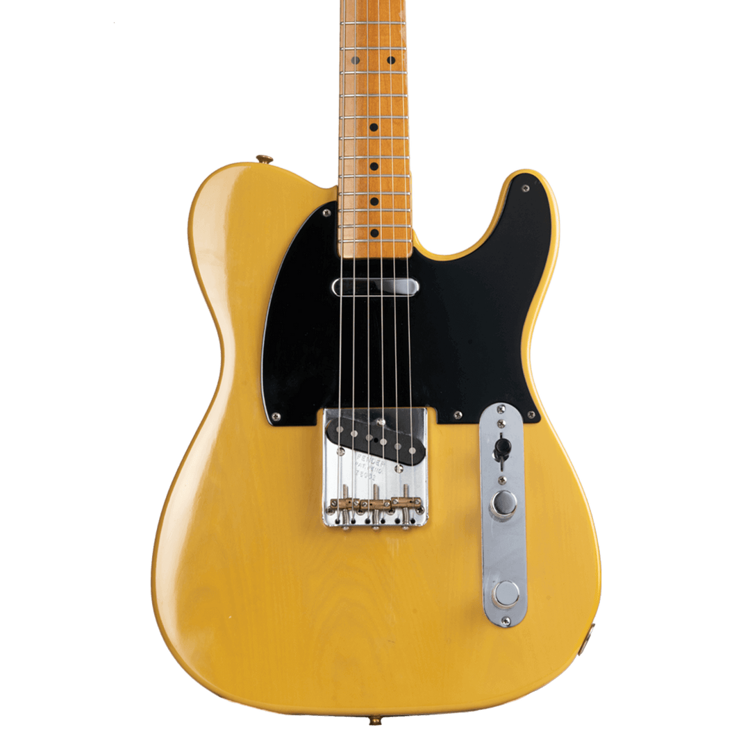 Fender Telecaster American Vintage '52 Butterscotch Blonde - Guitarra Eléctrica | No Incluye Case Cuerpo • Modelo: Telecaster• Madera: Ash • Terminación: Nitro• Pickguard: 1-Ply Black Brazo • Madera: Maple, Tinted Neck with Gloss Front/Satin Back• Perfil: