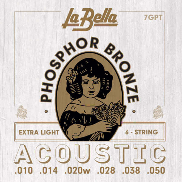 LaBella 7GPT Phosphor Bronze Extra Light - Cuerdas de Guitarra Electroacústica