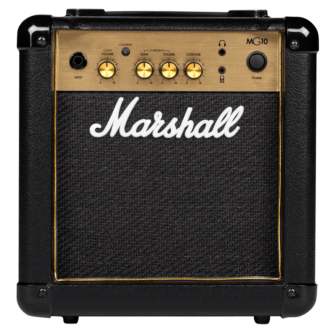 Marshall MG10 | Un amplificador perfecto para practicar en el día a día, en tu departamento o tu casa El MG10 con sus 10w de potencia es perfecto para estudiar o tocar con tus amigos. Tiene dos canales, clean y overdrive, y control contour para ajustar aú