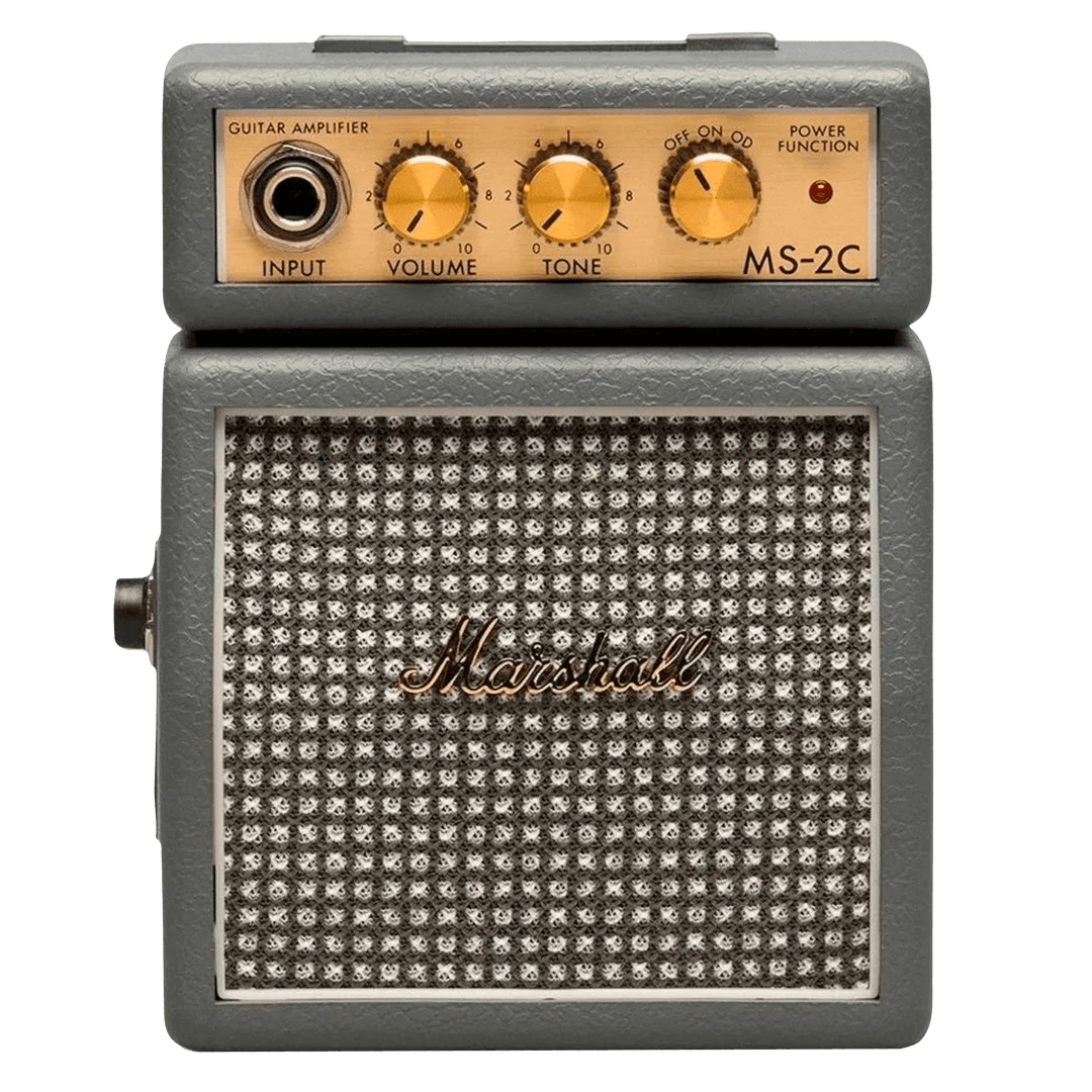 Marshall MS-2C - Miniamplificador de Guitarra | El MS-2TM es un microamplificador de 1 W que puede ser pequeño pero que ofrece el verdadero tono Marshall. Funciona con batería y se puede enchufar a la red eléctrica, por lo que es lo suficientemente versát