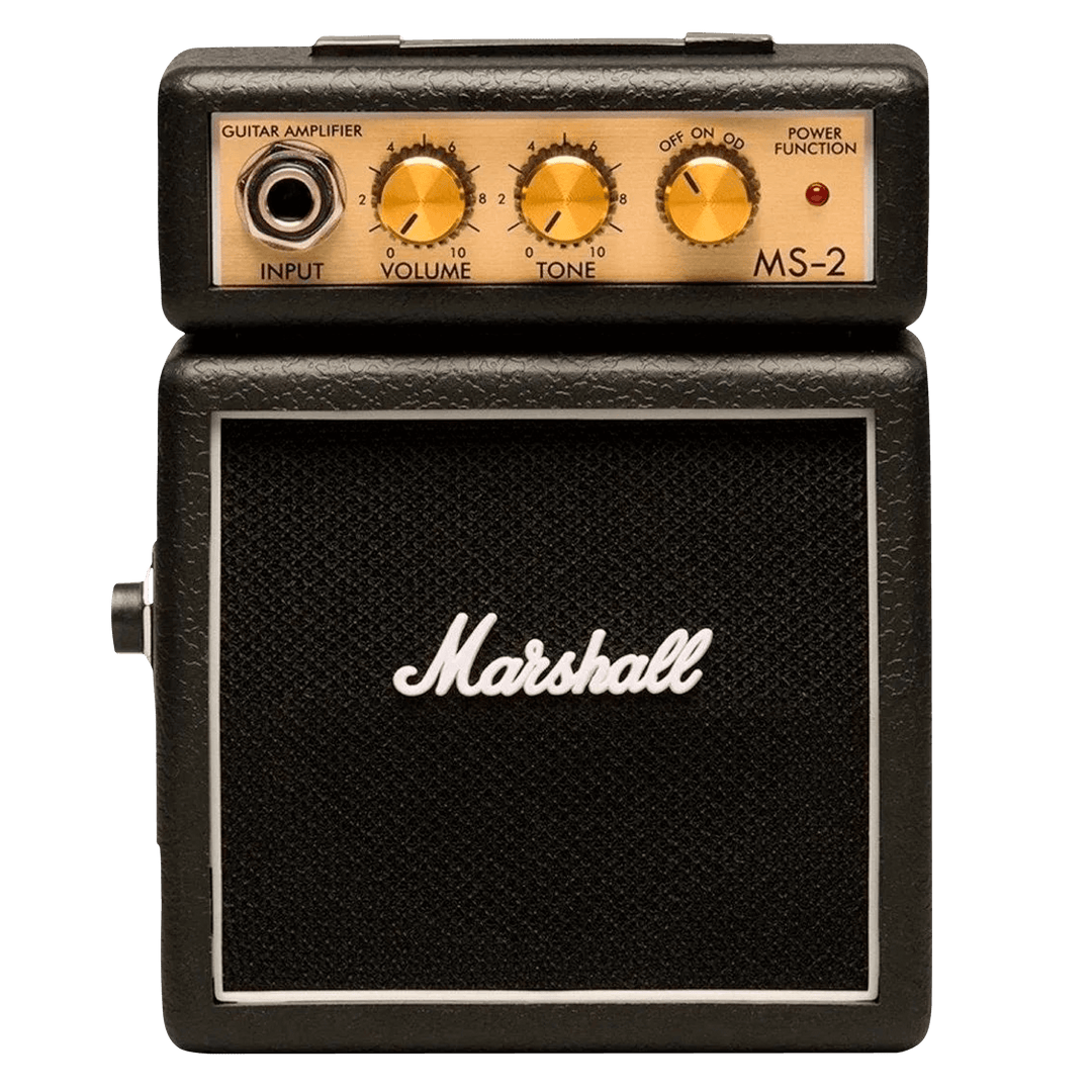 Marshall MS-2 - Miniamplificador de Guitarra | El MS-2TM es un micro amplificador de 1 W que puede ser pequeño pero que ofrece el verdadero tono Marshall. Funciona con batería y se puede enchufar a la red eléctrica, por lo que es lo suficientemente versát