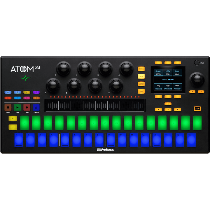 Presonus ATOM SQ - Controlador MIDI Hibrido Keyboard/Pad | El PreSonus ATOM SQ es un controlador MIDI híbrido basado en el rendimiento que lo libera de las limitaciones de la producción de ritmos integrada. Secuenciador de partes, pad de actuación de part