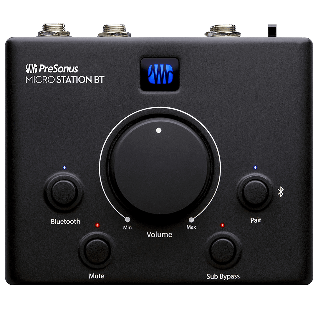 Presonus Micro Station BT - Controlador de Monitor Bluetooth | MicroStation BT es la solución definitiva para cualquiera que quiera añadir conexión Bluetooth a su par de monitores favoritos de estudio o de referencia de medios. Compacto, práctico y con es