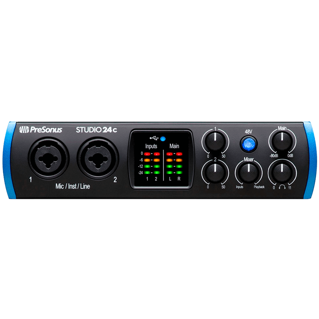 Presonus STUDIO 24C - Interfaz de Audio | Tanto si está grabando su primer álbum como el último episodio de su exitoso podcast, el Studio 24c le ayudará a sonar lo mejor posible. Cargado con dos preamplificadores XMAX-L de sonido dulce, el PreSonus Studio