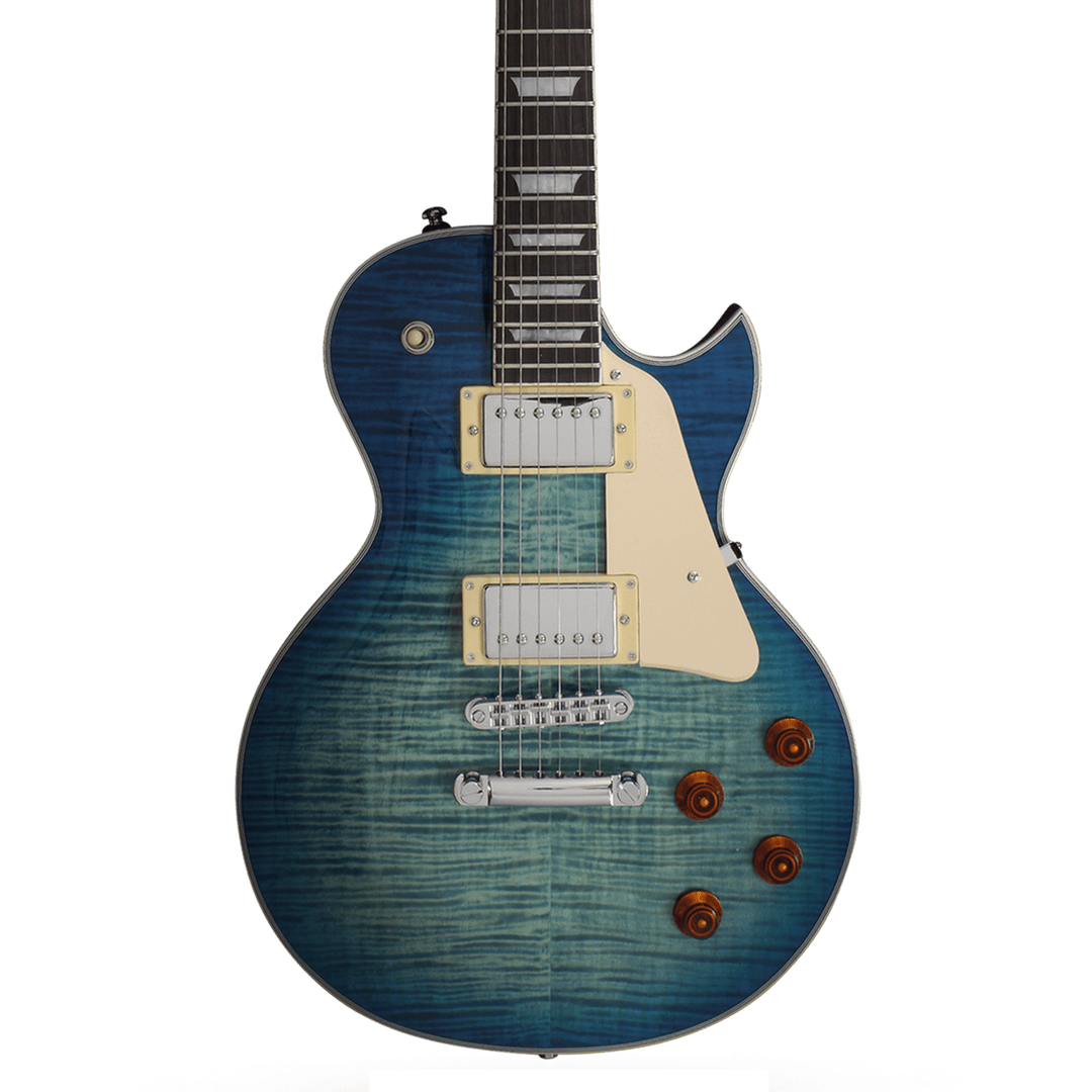 Sire L7 Transparent Blue - Guitarra Eléctrica | Esta guitarra eléctrica de un solo corte con forma de Les Paul, Sire L7, está compuesta por un clásico y moderno equipamiento aprobado por Larry Carlton. Con un sonido prominente, puro, claro y equilibrado p