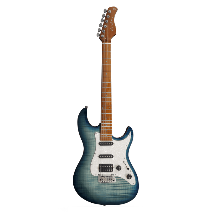 Sire S7 FM Transparent Blue - Guitarra Eléctrica | Los amantes del cuerpo sólido estilo Strato van a encantarse con la serie S7. Diseñada en colaboración con el mismísimo Larry Carlton, legendario guitarrista ganador de un Grammy, la Sire S7 te ofrece la
