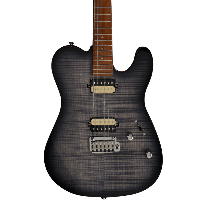 Sire T7 FM Transparent Black - Guitarra Eléctrica | With the addition of flamed veneer, Sire T7 FM is packaged not only to hold a great sound versatility but also a great personality. Cuerpo • Modelo: Larry Carlton T7 FM• Madera: North American Alder+ Fla