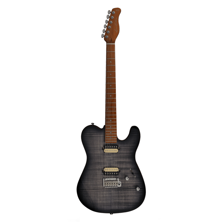 Sire T7 FM Transparent Black - Guitarra Eléctrica | With the addition of flamed veneer, Sire T7 FM is packaged not only to hold a great sound versatility but also a great personality. Cuerpo • Modelo: Larry Carlton T7 FM• Madera: North American Alder+ Fla