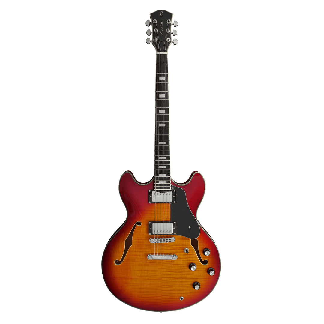 Sire H7 Cherry Burst - Guitarra Eléctrica | La Guitarra Sire H7 fue diseñada según las especificaciones y preferencias exactas de su homónimo. Esta excelente guitarra eléctrica semi-hollow está repleta de componentes de alta calidad. Su cuerpo de arce lam