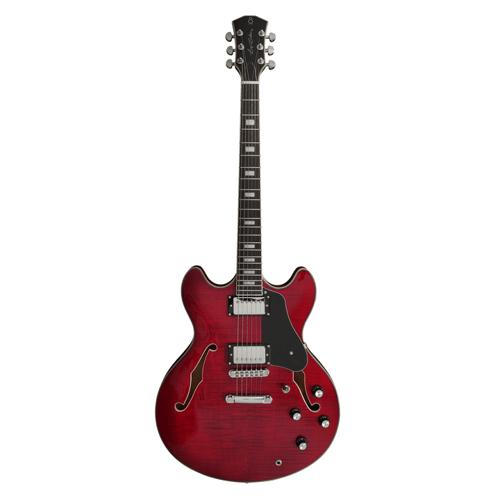 Sire H7 See Through Red - Guitarra Eléctrica | La Guitarra Sire H7 fue diseñada según las especificaciones y preferencias exactas de su homónimo. Esta excelente guitarra eléctrica semi-hollow está repleta de componentes de alta calidad. Su cuerpo de arce