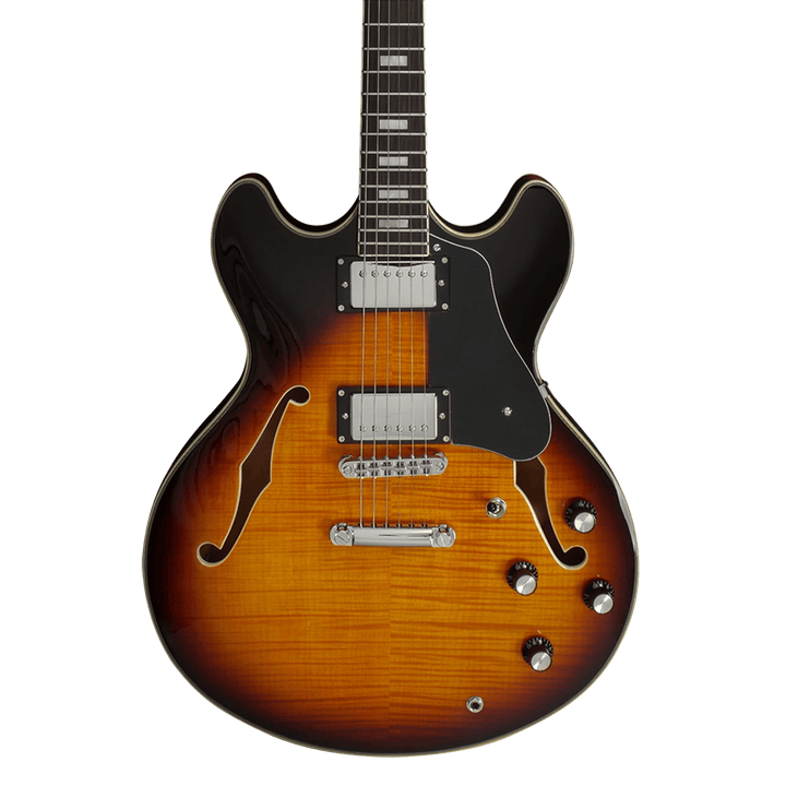 Sire H7 Vintage Sunburst - Guitarra Eléctrica | La Guitarra Sire H7 fue diseñada según las especificaciones y preferencias exactas de su homónimo. Esta excelente guitarra eléctrica semi-hollow está repleta de componentes de alta calidad. Su cuerpo de arce