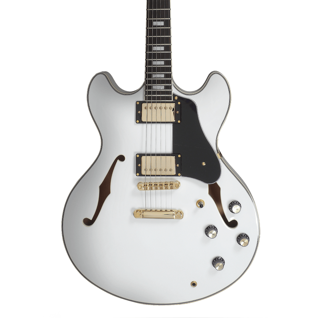 Sire H7 White - Guitarra Eléctrica | La Guitarra Sire H7 fue diseñada según las especificaciones y preferencias exactas de su homónimo. Esta excelente guitarra eléctrica semi-hollow está repleta de componentes de alta calidad. Su cuerpo de arce laminado r