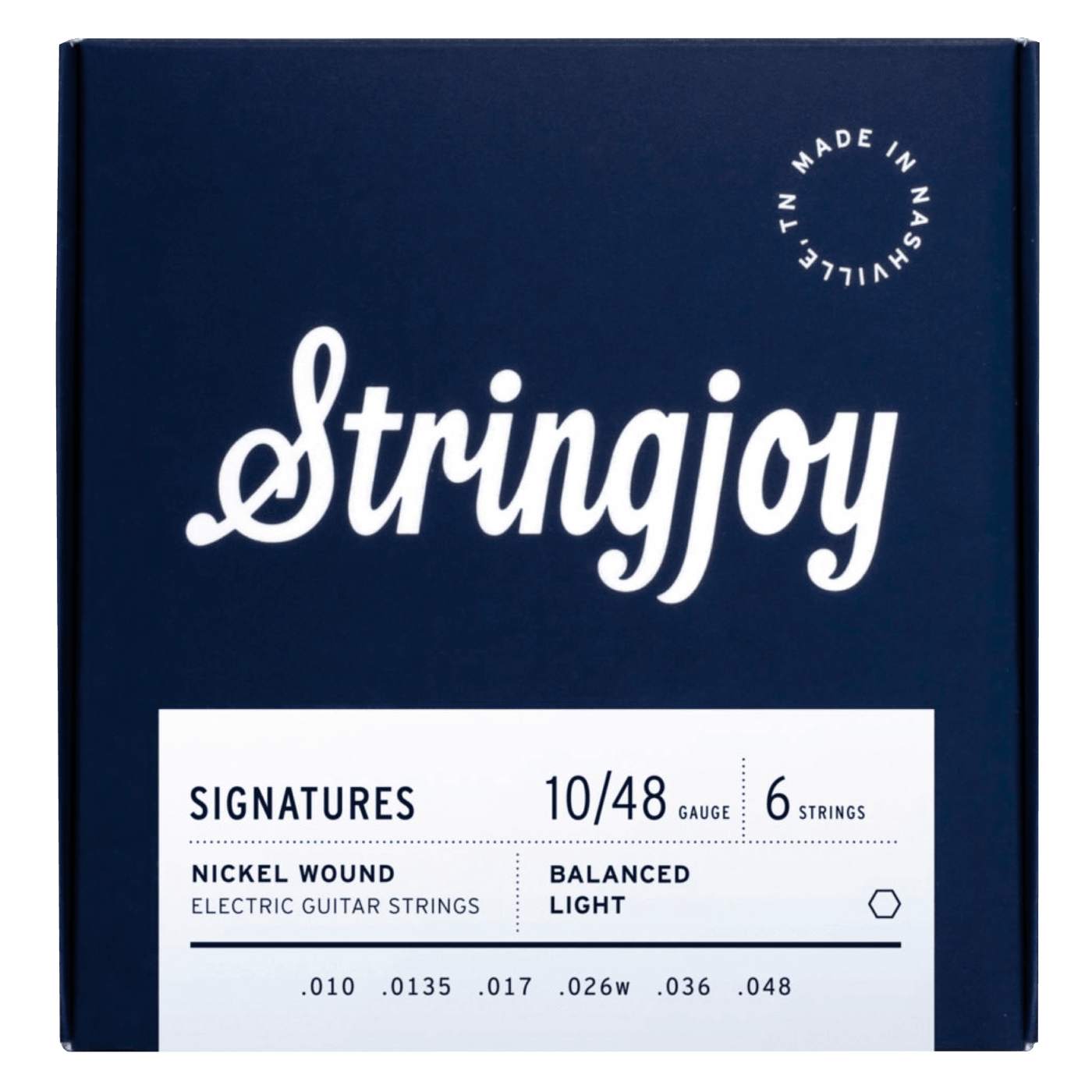 Stringjoy - Light (10-48) - $19990 - Gearhub - I know what you’re thinking: 10 to 48? I thought Light strings went 10 to 46? Yeah well, let me explain…We do a lot of experimenting around here with different string gauges — I know, we’re nerds — and we love to run the tension math to see how certain sets perform. Through all that, we’ve discovered two inherent problems in a typical 10-46 “Light” set: there are big dips in tension on both the 2nd and 6th strings (.013 and .046, respectively). So, with our Bal