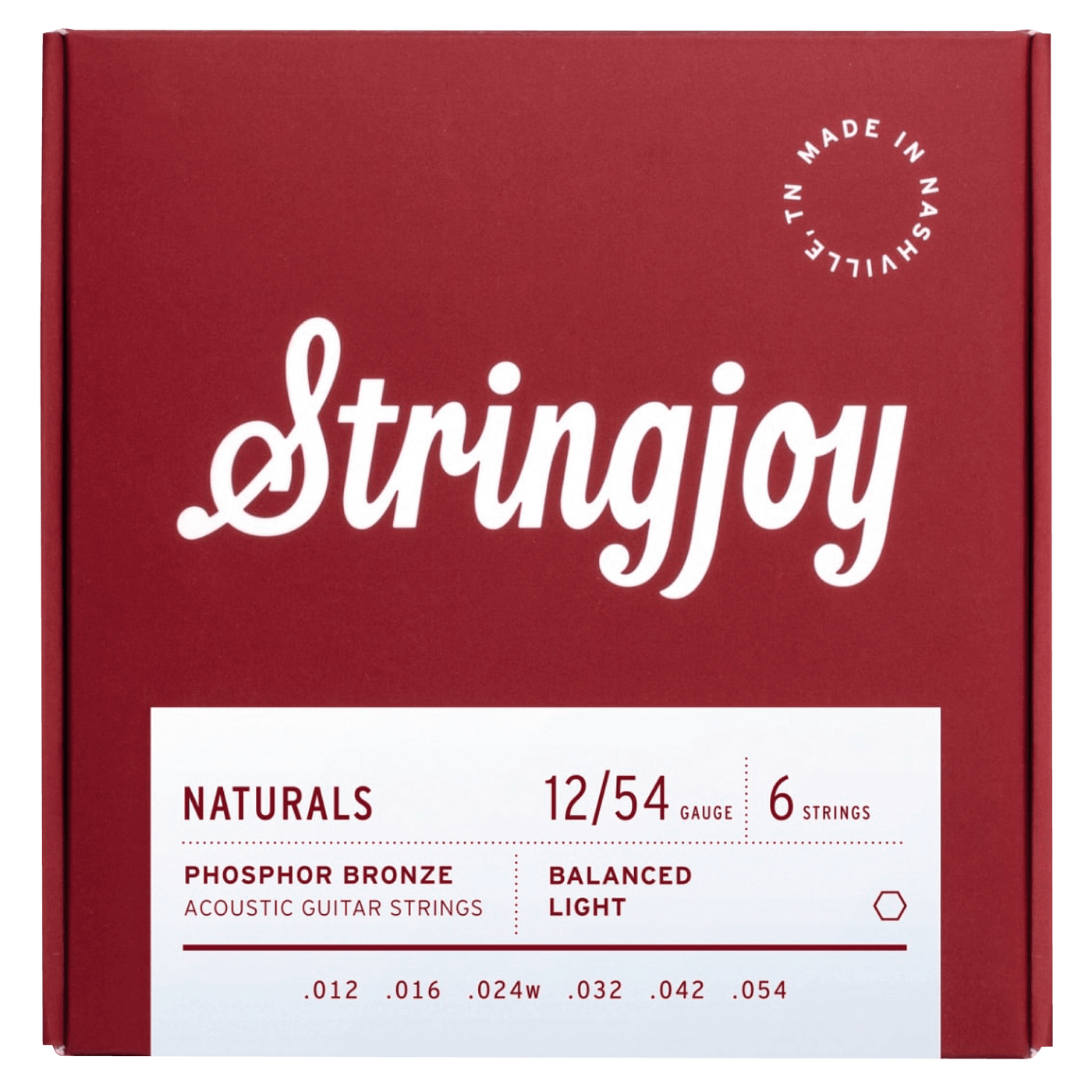 Stringjoy - Naturals Light (12-54) - $19990 - Gearhub - Looking for a set of acoustic strings that have just the right amount of tension, the right amount of tone, and still have enough volume to annoy your neighbors? Then you need a set of our Light Naturals. These are going to work great for most guitarists, since they provide excellent low-end and midrange volume while still being easy on those calluses. Naturals are our take on Phosphor Bronze, which is great at bringing out the authentic, woody charact