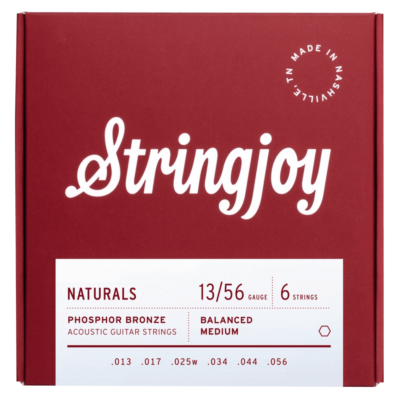 Stringjoy - Naturals Medium (13-56) - $19990 - Gearhub - Our Medium gauge set is the go-to string for players who want a big, warm, beefy tone out of their guitar that will project with plenty of volume and definition. Pair that with the powerful low end of our Naturals, and you’ve basically wrapped yourself up in a blanket of tone so warm you could sleep outside in the Alaskan wilderness in the middle of winter. Take that hypothermia!. Naturals are our take on Phosphor Bronze, which is great at bringing ou