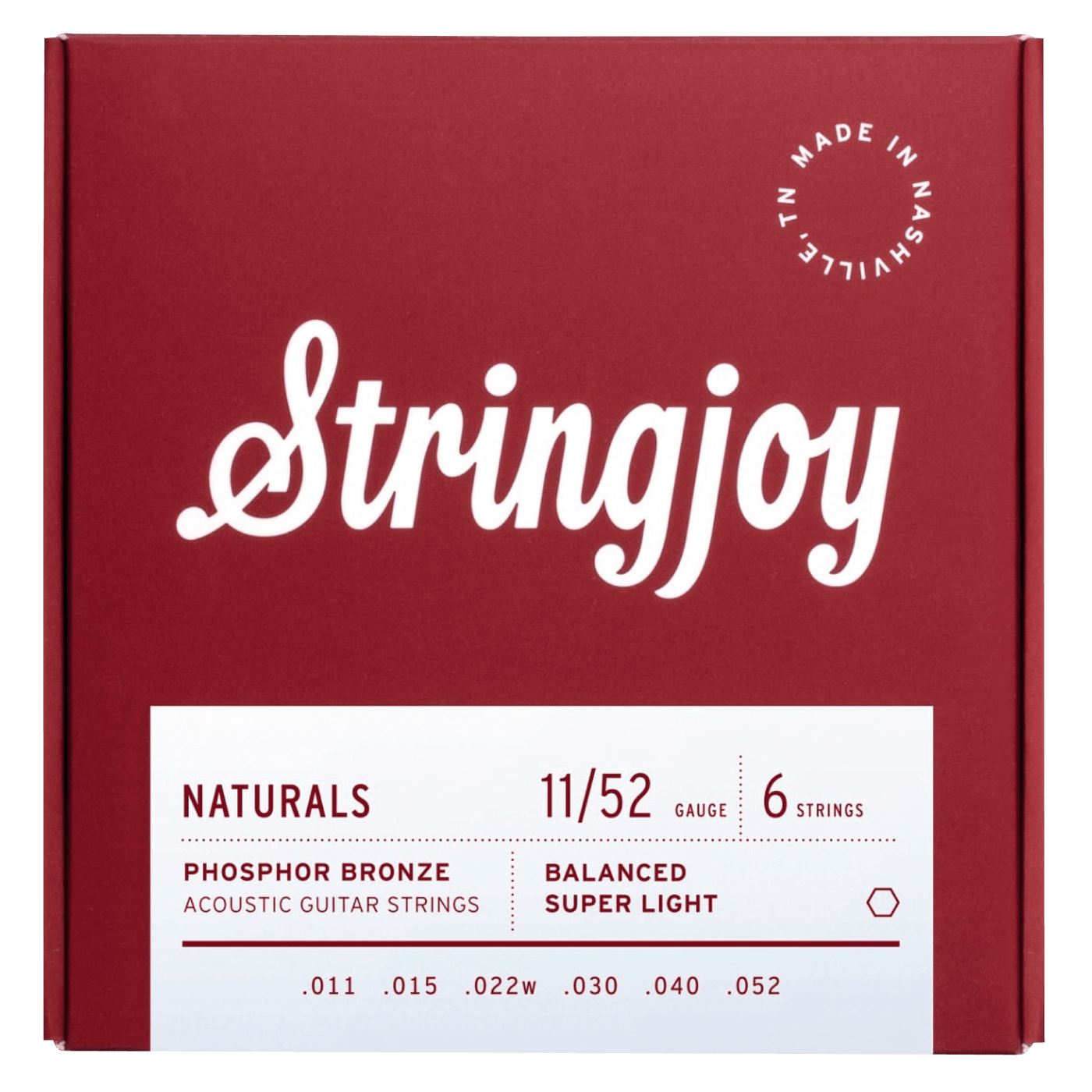 Stringjoy - Super Light (11-52) - $19990 - Gearhub - Looking for a string that sounds super good and plays super good? Then you need to check out our Super Light Naturals. With this set, you really get the best of both worlds, because they’re perfect for players who are looking for a flexible, but still full-sounding string. This has to do with alloy used in our Naturals, which gives these strings a warmer sound that’s normally associated with a heavier gauge string.Naturals are our take on Phosphor Bronze,