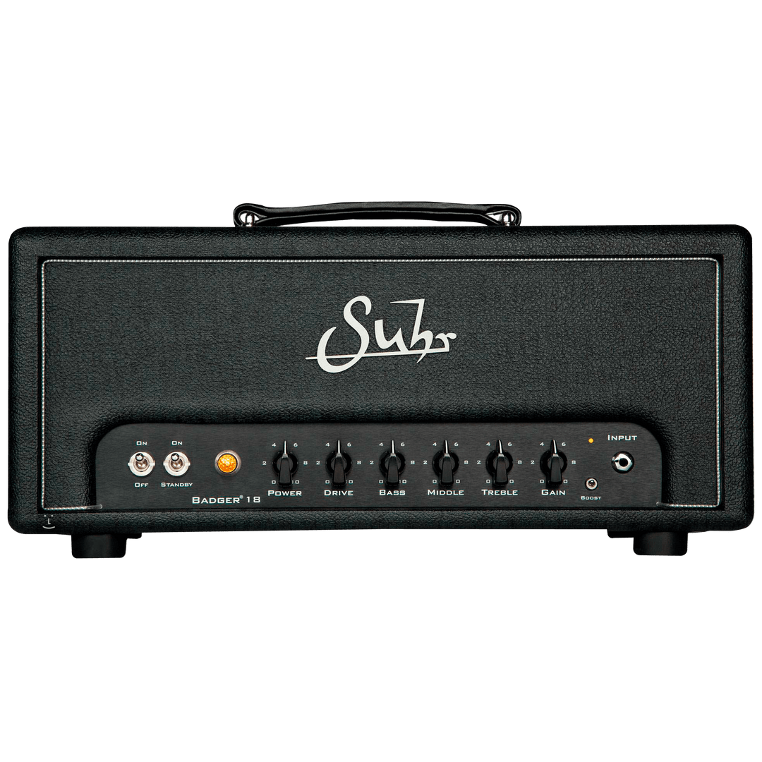 Suhr Badger 18 Head - Cabezal Guitarra Eléctrica | En 2005, nos propusimos diseñar una serie de amplificadores de válvulas portátiles, hechos a mano. Estos amplificadores serían fáciles de usar y ofrecerían a los músicos una amplia gama de tonos británico
