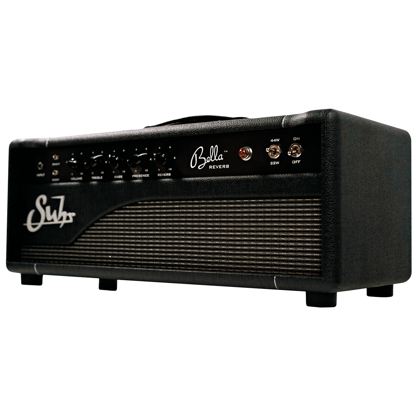 Suhr Bella Reverb Head - $2899990 - Gearhub - A modern interpretation of classic brownface sounds while retaining the vintage heritage Output • Switchable 44/22 Watts RMS Power Tubes • 2x 6L6GC Preamp Tubes • 3x 12AX7, 1x 12AT7 Dimensiones • 610mm x 251mm x 264 mm Peso • 15.9 kg