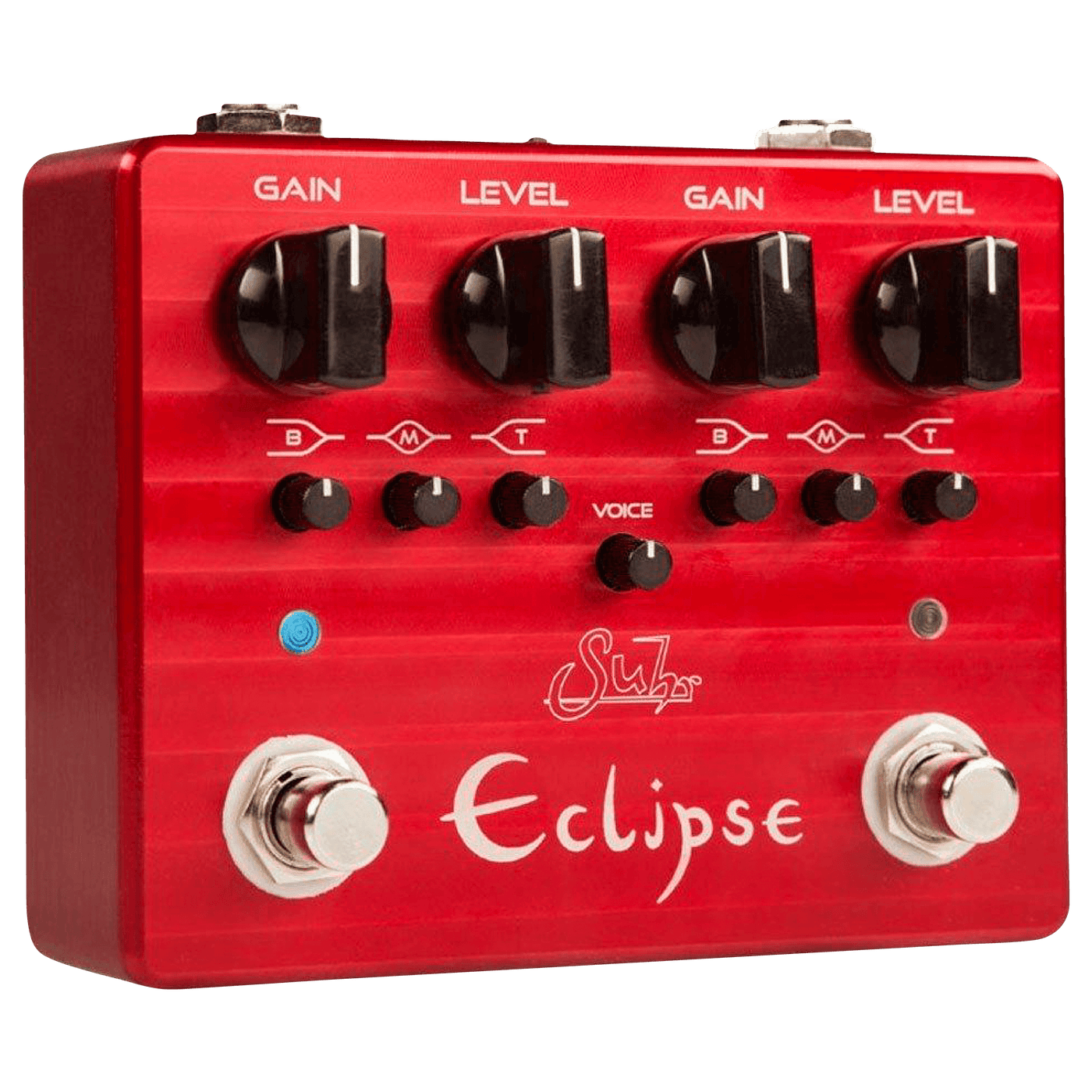 Suhr Eclipse - $329990 - Gearhub - The Suhr Eclipse is a versatile, no compromise, dualchannel overdrive/distortion that delivers a wealth of warm, organic amp-like tones in an easy to use, compact form factor. Eclipse’s incredible versatility stems from its powerful and intuitive two channel circuit design. Each channel is completely independent, and features its own Gain, Level and 3-Band passive EQ, similar to a channel switching amplifier. Both channels can be voiced independently to accommodate all of