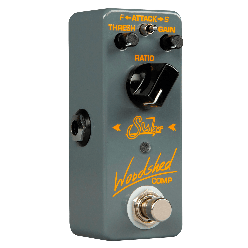 Suhr Woodshed Comp - Pedal de Guitarra | Juntos, Kevin Suhr y Andy Wood han construido un compresor que es la base de algunos de los tonos favoritos de Andy. Como sabes, Andy toca en múltiples entornos musicales y este pequeño compresor refleja su versati