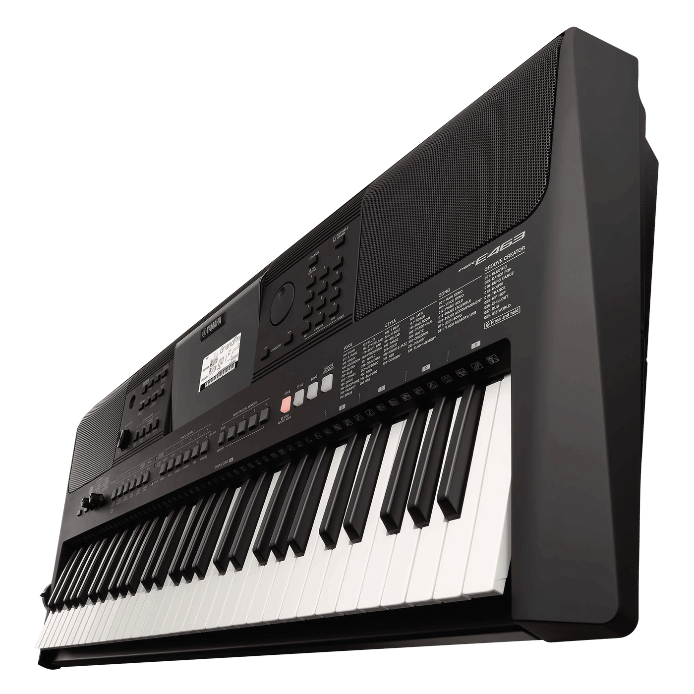 Yamaha PSR-E463 - $439990 - Gearhub - The PSR-E463 is the best entry keyboard for performing various styles of music, from the latest to vinyl favorites. It has a 61-key touch response keyboard with powerful on-board speakers and easy-to-use professional features like assignable Live Control knobs, Quick Sampling, Groove Creator and USB Audio Recorder. Información detallada del producto aquí Teclas • Cantidad: 61 • Tipo: Organ-style • Sensibilidad: Yes (Soft, Medium, Hard, Fixed) Características Generales •
