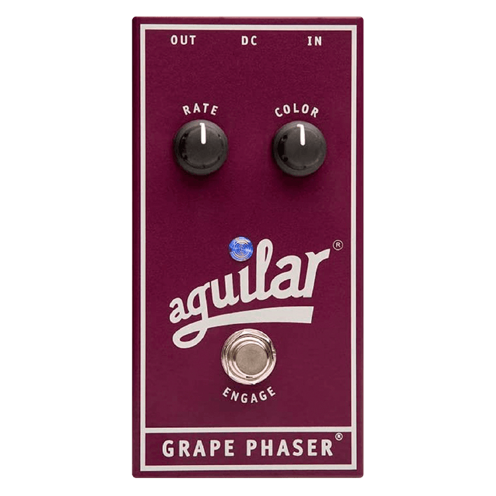 Aguilar Grape Phaser - Pedal de Bajo | El Grape Phaser proporciona un exuberante cambio de fase analógico cortesía de un diseño simple de dos perillas. rate controla la velocidad de la modulación mientras que color retroalimenta una parte de la señal a tr