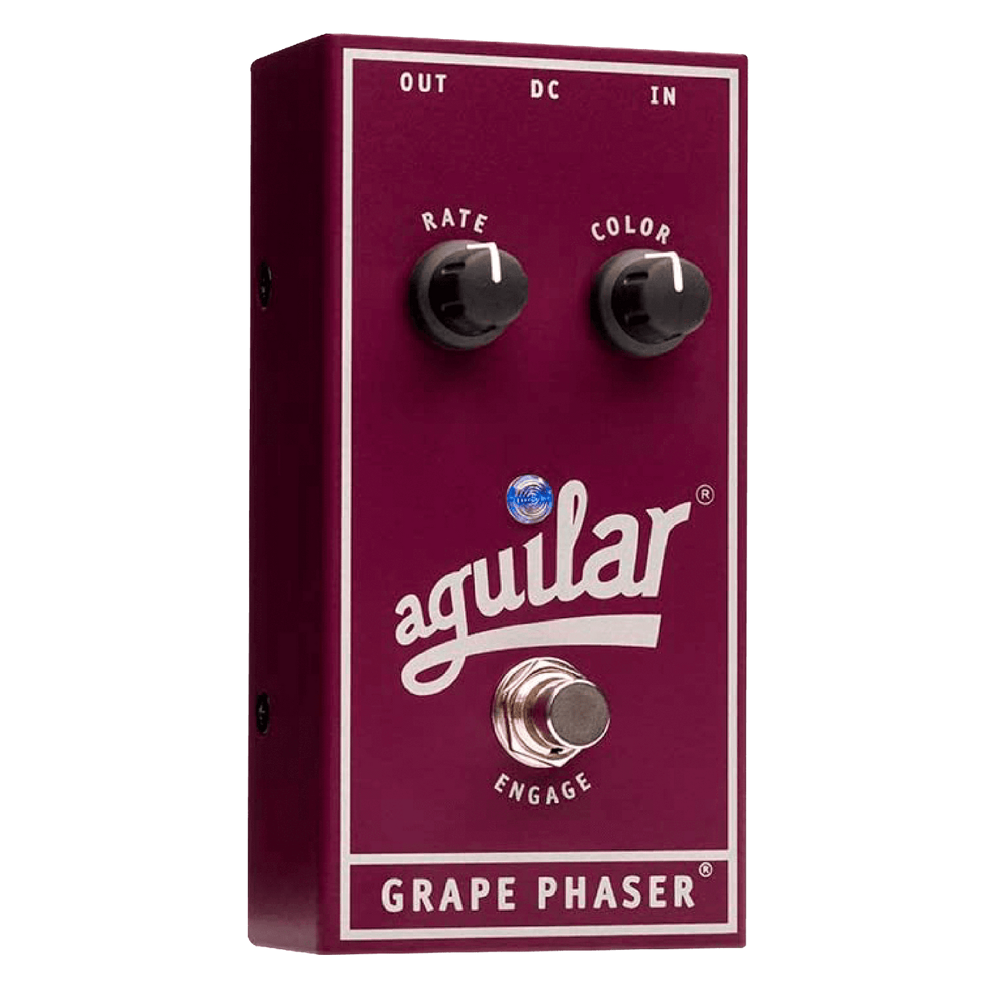 Aguilar Grape Phaser - El Grape Phaser proporciona un exuberante cambio de fase analógico cortesía de un diseño simple de dos perillas. rate controla la velocidad de la modulación mientras que color retroalimenta una parte de la señal a través del circuit