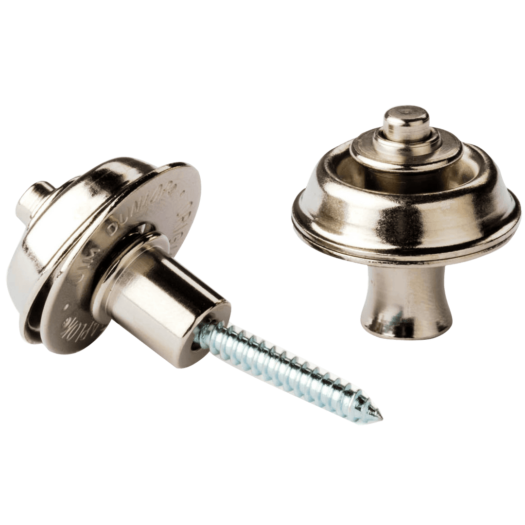 Dunlop Straplok Nickel Flush | El retenedor de correa (Strap Lock) Dunlop Straplok System Dual Design Nickel utiliza un diseño de ranura y bola de 360 ​​grados para permitir la libertad de movimiento de su correa, sin temor a que se enganche o se suelte.