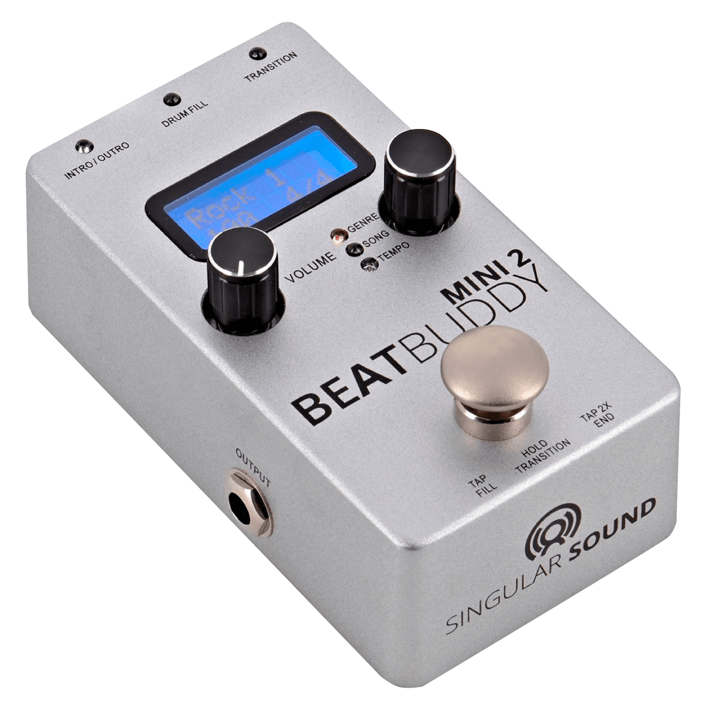 Singular Sound Beatbuddy Mini 2 - $199990 - Gearhub - The BeatBuddy Mini 2 drummer pedal is a more compact and affordable version of the award winning BeatBuddy drummer pedal. It’s used by School of Rock, Taylor Robinson Guitar, Frost School of Music (University of Miami), and more as a tool for efficient and engaging practice. The ability to play along with beats sampled from professional drummers and control them with nothing but your feet will help you improve your musical talent faster than ever before.