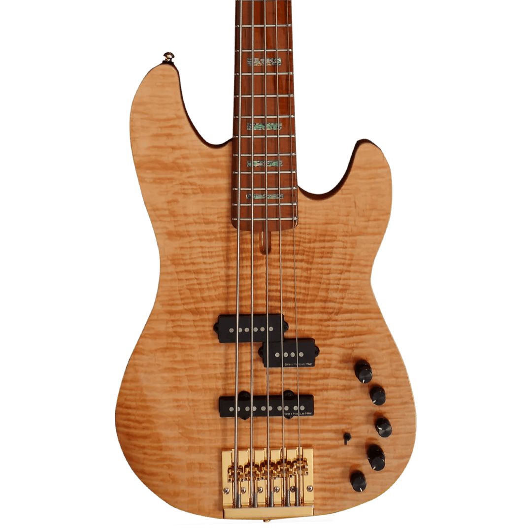Sire P10 DX-5 Natural - Bajo Eléctrico | Cuerpo • Modelo: P10dx• Madera: Swamp Ash + Solid Flame Maple Top• Terminación: Polyurethane Brazo • Madera: Roasted Flame Hard Maple (Satin Finish)• Perfil: “C”• Terminación: Satin • Espaciado: 18 mm• Escala: 34”
