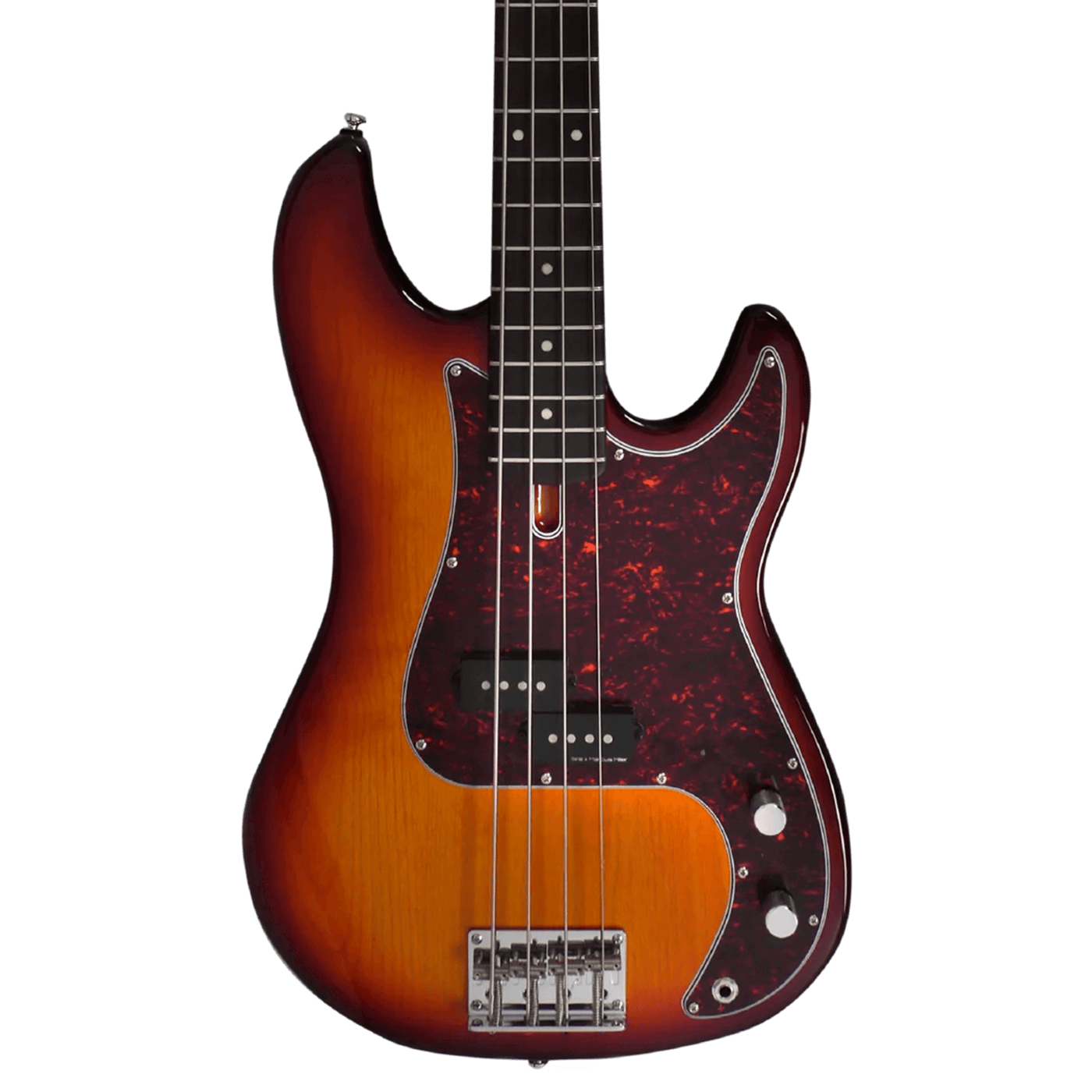 Sire P5R Tobacco Sunburst - Cuerpo • Modelo: P5R• Madera: Alder• Terminación: Polyurethane Brazo • Madera: Roasted Hard Maple• Perfil: “C”• Terminación: Satin • Espaciado: 20mm• Escala: 34” • Nuez: Hueso Diapasón • Madera: Rosewood• Radio: 9.5”• Trastes: