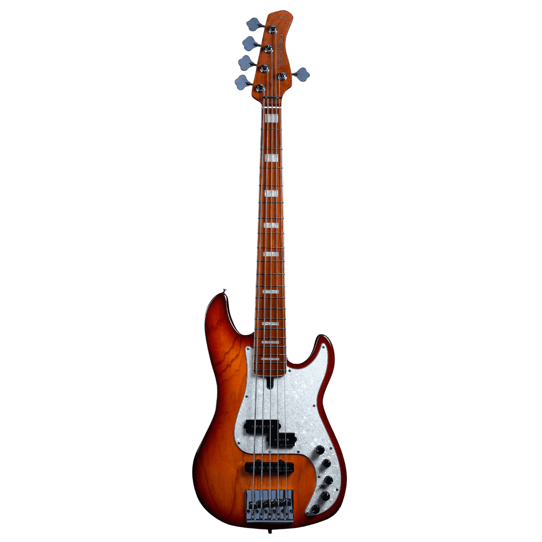 Sire P8-5 Tobacco Sunburst - Bajo Eléctrico | Cuerpo • Modelo: P8• Madera: Swamp Ash• Terminación: Polyurethane Brazo • Madera: Roasted Hard Maple• Perfil: “C”• Terminación: Satin • Espaciado: 18 mm• Escala: 34” • Nuez: Hueso Diapasón • Madera: Maple / Ar