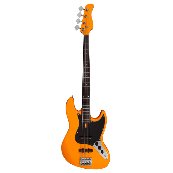 Sire V3P Orange - Bajo Eléctrico | Cuerpo • Modelo: V• Madera: Mahogany / Caoba• Terminación: Poliuretano Brazo • Madera: Canadian Hard Maple / Arce• Perfil: “C”• Terminación: Satin • Espaciado: 19mm• Escala: 34” • Nuez: Hueso Diapasón • Madera: Rosewood