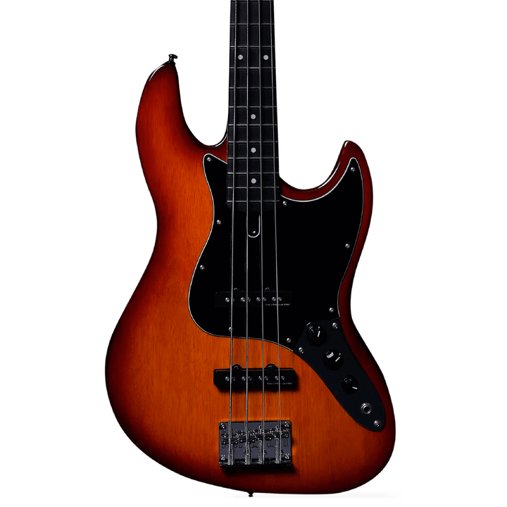Sire V3P Tobacco Sunburst - Bajo Eléctrico | Cuerpo • Modelo: V• Madera: Mahogany / Caoba• Terminación: Poliuretano Brazo • Madera: Canadian Hard Maple / Arce• Perfil: “C”• Terminación: Satin • Espaciado: 19mm• Escala: 34” • Nuez: Hueso Diapasón • Madera: