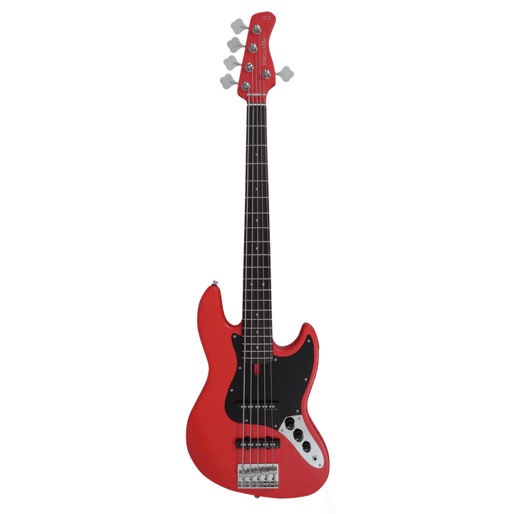 Sire V3P-5 Red Satin - Bajo Eléctrico | Cuerpo • Modelo: V• Madera: Mahogany / Caoba• Terminación: Poliuretano Brazo • Madera: Canadian Hard Maple / Arce• Perfil: “C”• Terminación: Satin • Espaciado: 18mm• Escala: 34” • Nuez: Hueso Diapasón • Madera: Rose