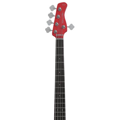 Sire V3P-5 Red Satin - Cuerpo • Modelo: V• Madera: Mahogany / Caoba• Terminación: Poliuretano Brazo • Madera: Canadian Hard Maple / Arce• Perfil: “C”• Terminación: Satin • Espaciado: 18mm• Escala: 34” • Nuez: Hueso Diapasón • Madera: Rosewood / Palo de Ro