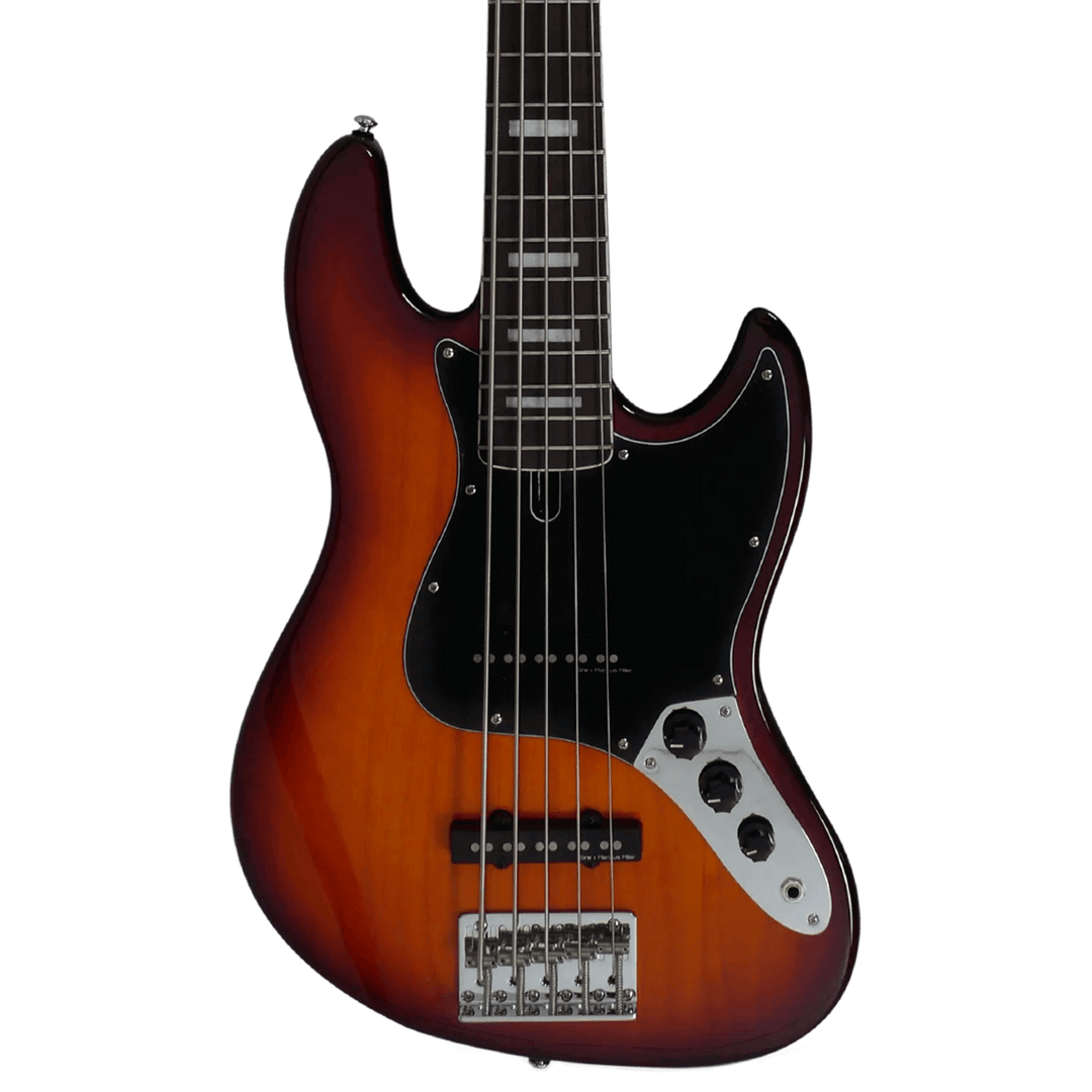 Sire V5R-5 Tobacco Sunburst - Bajo Eléctrico | Cuerpo • Modelo: V5R• Madera: Alder• Terminación: Polyurethane Brazo • Madera: Roasted Hard Maple / Arce• Perfil: “C”• Terminación: Satin • Espaciado: 28mm• Escala: 34” • Nuez: Hueso Diapasón • Madera: Rosewo