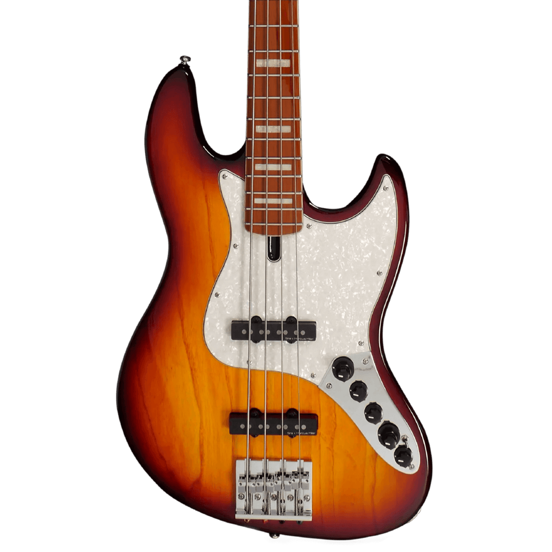 Sire V8 Tobacco Sunburst - Bajo Eléctrico | El bajo insignia versátil de Sire, fabricado con cuerpo de swamp-ash, ahora se llama Sire V8. Ha sido mejorado con el mástil Sire Champ, favorito de Marcus Miller, que incorpora la característica EDGELESS™ y uti