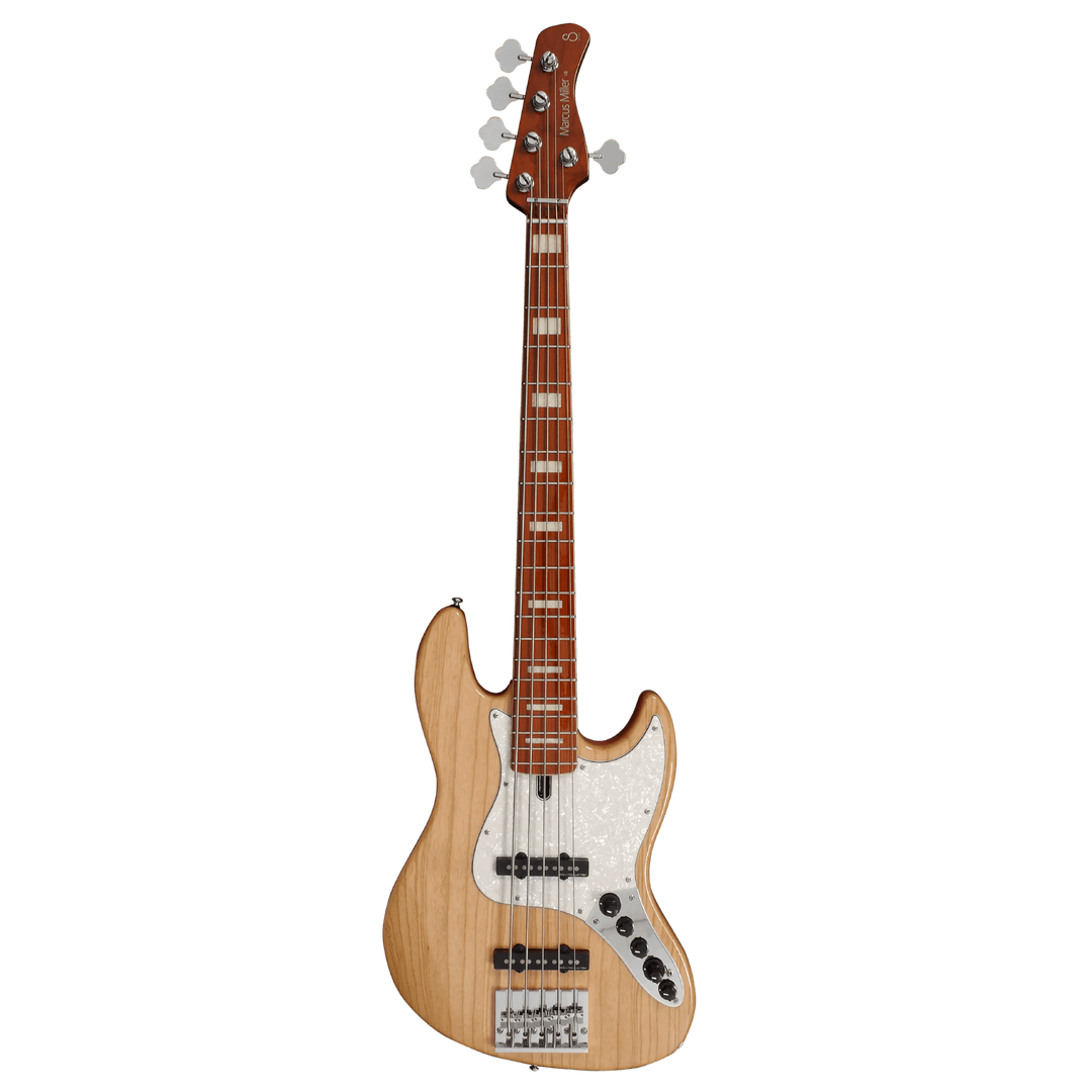 Sire V8-5 Natural - Bajo Eléctrico | El bajo insignia versátil de Sire, fabricado con cuerpo de swamp-ash, ahora se llama Sire V8. Ha sido mejorado con el mástil Sire Champ, favorito de Marcus Miller, que incorpora la característica EDGELESS™ y utiliza ma