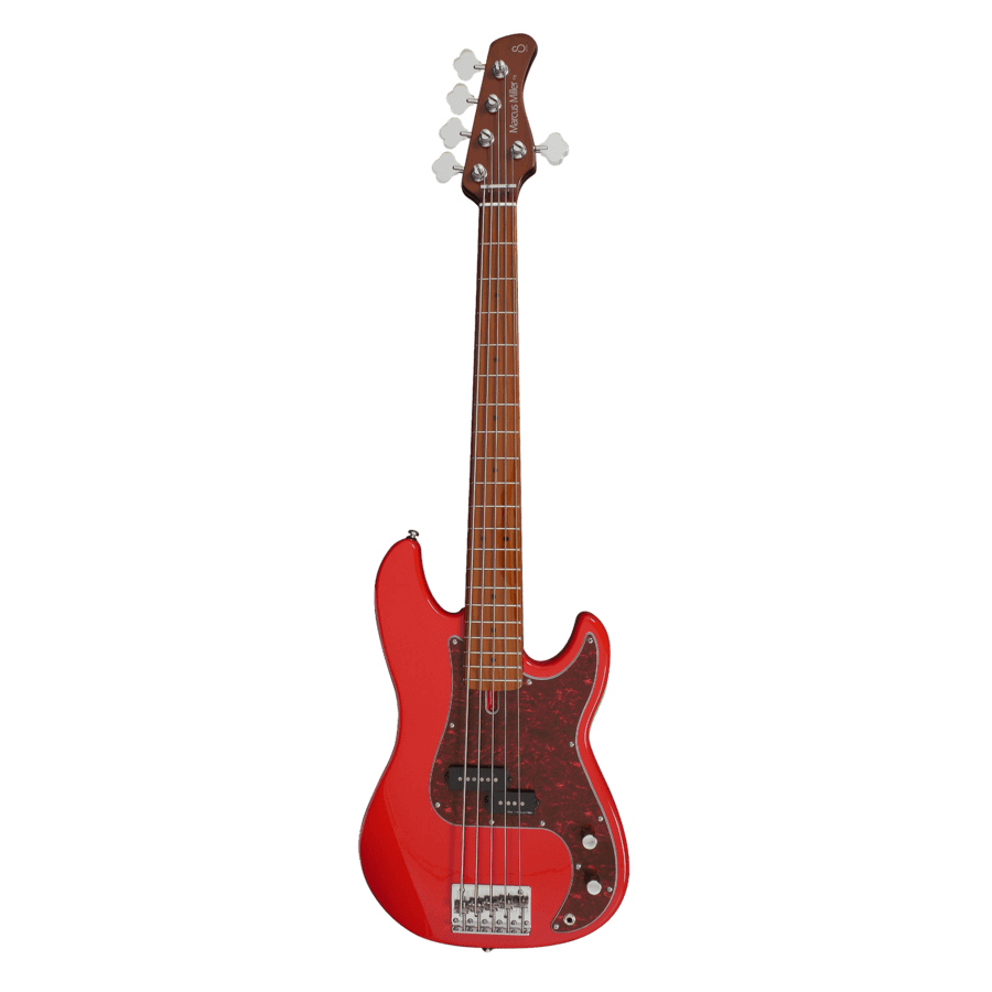 Sire P5-5 Dakota Red - Bajo Eléctrico | Cuerpo • Modelo: P5• Madera: Alder• Terminación: Polyurethane Brazo • Madera: Roasted Hard Maple• Perfil: “C”• Terminación: Satin • Espaciado: 18mm• Escala: 34” • Nuez: Hueso Diapasón • Madera: Roasted Hard Maple /