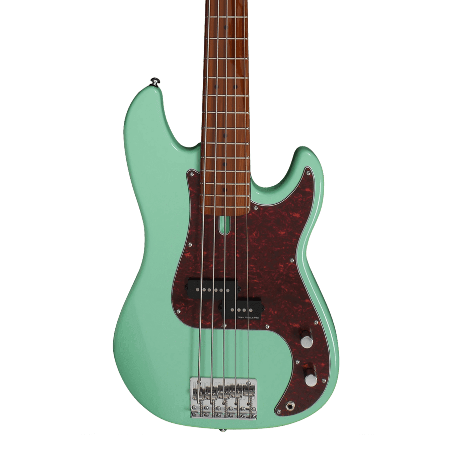 Sire P5-5 Mild Green - Bajo Eléctrico | Cuerpo • Modelo: P5• Madera: Alder• Terminación: Polyurethane Brazo • Madera: Roasted Hard Maple• Perfil: “C”• Terminación: Satin • Espaciado: 18mm• Escala: 34” • Nuez: Hueso Diapasón • Madera: Roasted Hard Maple /