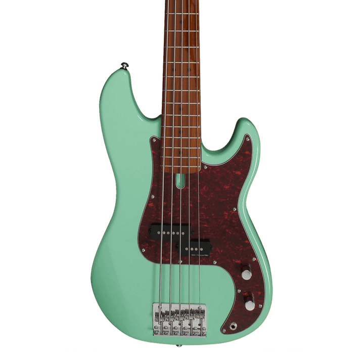 Sire P5-5 Mild Green - Bajo Eléctrico | Cuerpo • Modelo: P5• Madera: Alder• Terminación: Polyurethane Brazo • Madera: Roasted Hard Maple• Perfil: “C”• Terminación: Satin • Espaciado: 18mm• Escala: 34” • Nuez: Hueso Diapasón • Madera: Roasted Hard Maple /