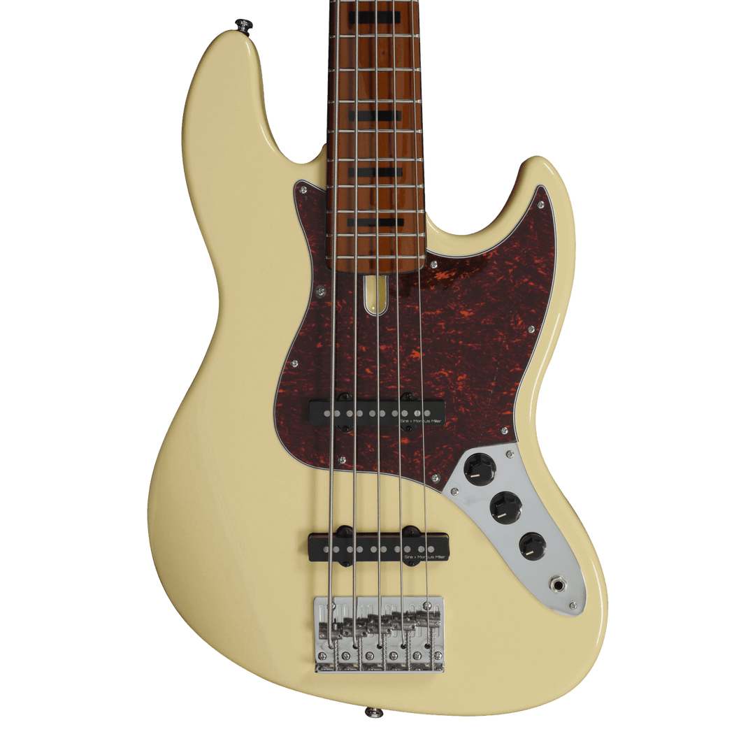 Sire V5-5 Vintage White (2nd Gen) - Bajo Eléctrico | Si me hubiesen mostrado los bajos Sire guiándonos solamente por el precio, habría tenido muchas dudas sobre qué tan buenos serían. Afortunadamente, tuve la oportunidad de ver uno y tocarlo sin saber cuá