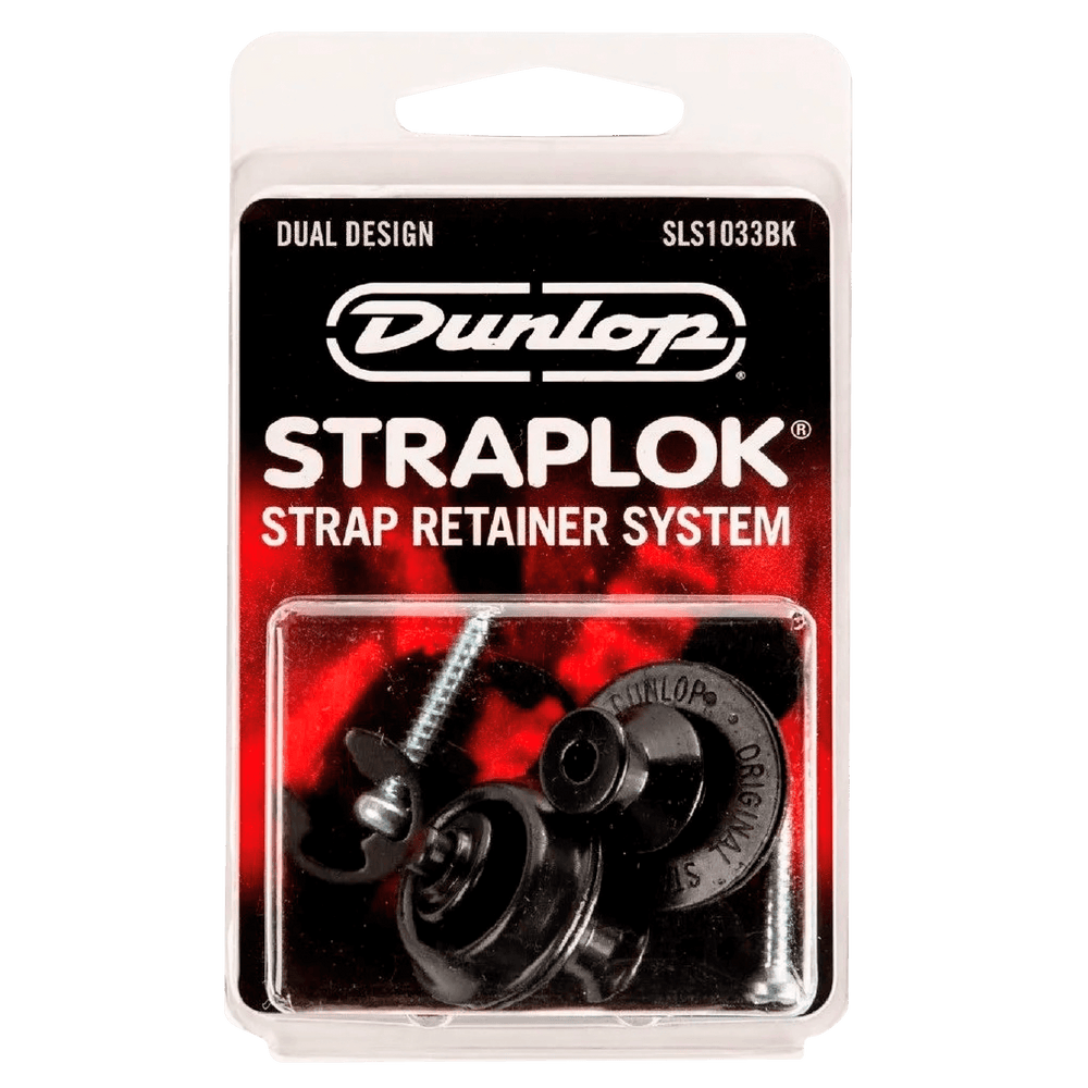 Dunlop Straplok® Black | El retenedor de correa (Strap Lock) Dunlop Straplok System Dual Design Nickel utiliza un diseño de ranura y bola de 360 ​​grados para permitir la libertad de movimiento de su correa, sin temor a que se enganche o se suelte. Con el
