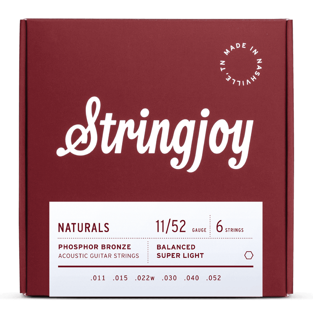 Stringjoy Naturals Super Light (11-52) Phosphor Bronze Acoustic - Cuerdas de Guitarra Acústica | ¿Buscas unas cuerdas que suenen súper bien y se sientan súper bien? Entonces tienes que echar un vistazo a las Super Light Naturals.Con este set, realmente ob