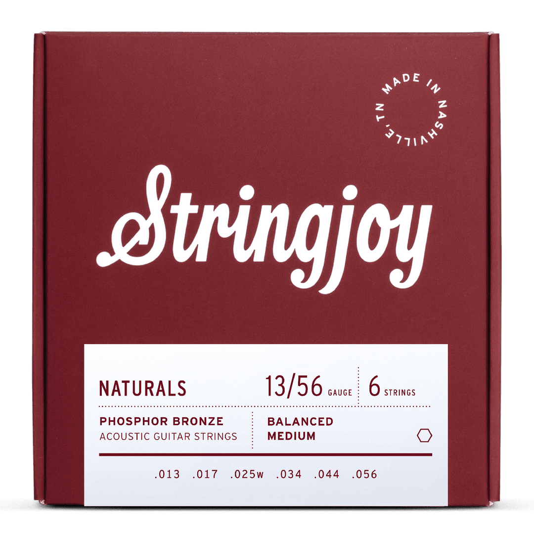 Stringjoy Naturals Medium (13-56) Phosphor Bronze Acoustic - Cuerdas de Guitarra Acústica | Nuestro juego de calibre medio es la cuerda ideal para los músicos que quieren un tono grande, cálido y robusto de su guitarra que se proyecte con mucho volumen y